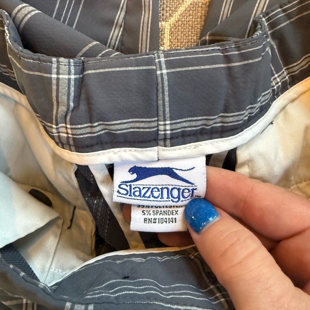 Slazenger Blue and Gray Flat Front Shorts - Picture 2 of 7